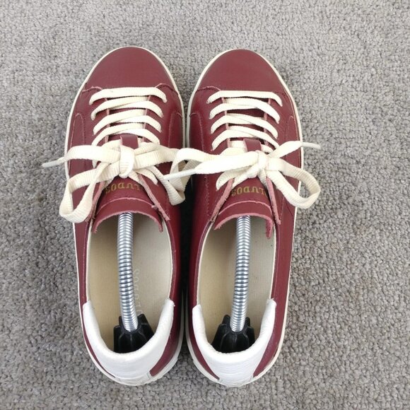 Soludos Ibiza Sneakers Womens Size 8 Shoes Low Top Red Burgundy Leather - Picture 8 of 11